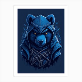 Samurai Bear - Gaming Logo Style Art Print