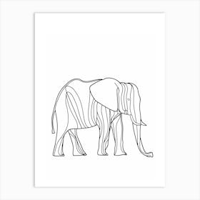 Elephant Line Drawing animal lines art Art Print