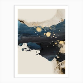 Navy Blue Gold Abstract 1 Art Print