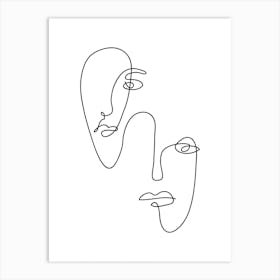 Abstract face line art 3 Art Print