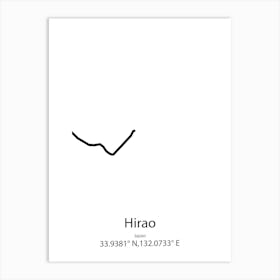 Hirao,Japan Minimalist Map Art Print