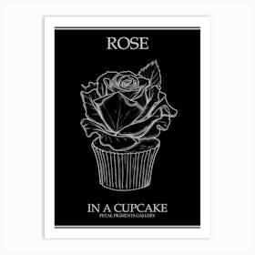 Rose In A Cupcake Line Drawing 4 Poster Inverted Art Print