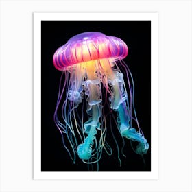 Moon Jellyfish Neon Illustration 2 Art Print