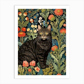 William Morris Cat In The Garden Art Print