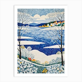 Winter Lake Landscape 1 Art Print