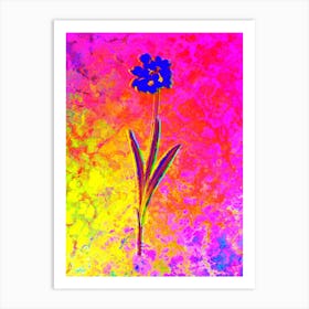 Ixia Maculata Botanical in Acid Neon Pink Green and Blue n.0168 Art Print