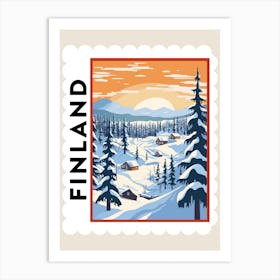 Retro Winter Stamp Poster Lapland Finland 1 Art Print