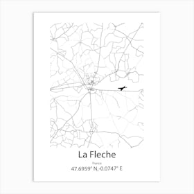 La Fleche,France Minimalist Map Art Print