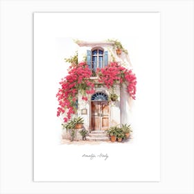 Amalfi, Italy   Mediterranean Doors Watercolour Painting 10 Poster Art Print