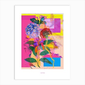 Lantana 4 Neon Flower Collage Poster Art Print