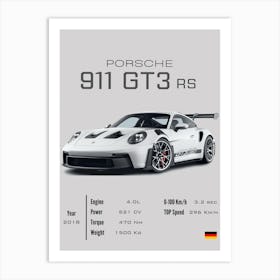 Porsche 911 Gt3 Rs Art Print