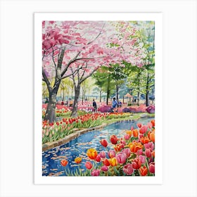 Tulips In The Park Art Print