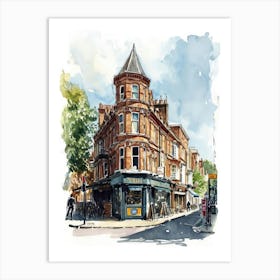 Merton London Borough   Street Watercolour 2 Art Print