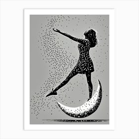 Dancing with the Stars on a Crescent Moon Art Print