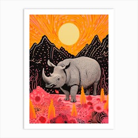 Rhino In The Mountains 1 Art Print