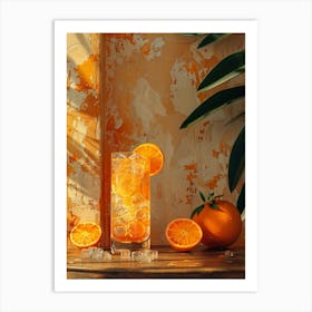 Orange Drink On A Wooden Table 1 Art Print