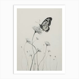 Butterfly And Flowers Art Print