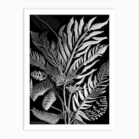 Fire Fern Linocut Art Print