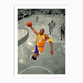 Kobe Bryant Of The Los Angeles Lakers Takes The Ball Up For The Dunk During The Game Against The Sacramento Kings Art Print