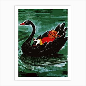 Indian, Sailing On A Big Swan Art Print