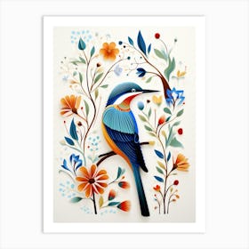 Scandinavian Bird Illustration Kingfisher 1 Art Print
