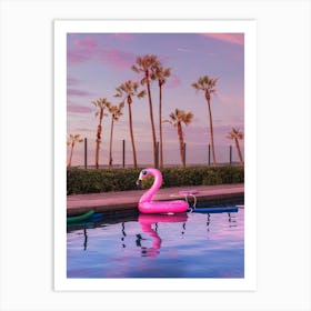 Pink Pool Flamingo Art Print