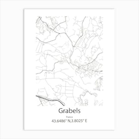 Grabels,France Minimalist Map Art Print