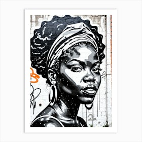 Vintage Graffiti Mural Of Beautiful Black Woman 124 Art Print