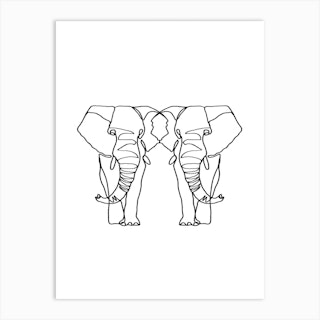 Elephant Lines Art Print