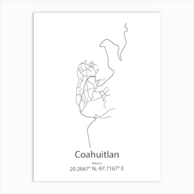 Coahuitlan,Mexico Minimalist Map Art Print