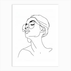 Woman With Glasses Fashion Line art Art Print