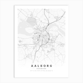 Aalborg Denmark Light Map Art Print