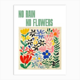 No Rain No Flowers Poster Flowers Painting Matisse Style 6 Art Print