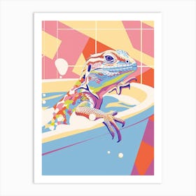 Lizard In The Bathtub Modern Abstract Illustration 3 Art Print