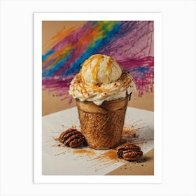 Ice Cream With Caramel And Pecans 1 Art Print