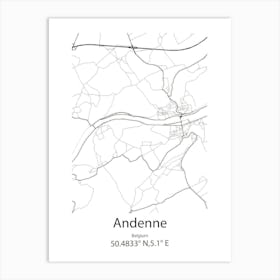 Andenne,Belgium Minimalist Map Art Print