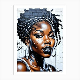 Graffiti Mural Of Beautiful Black Woman 371 Art Print