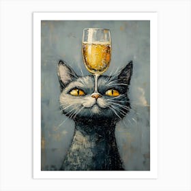 Cat Balances Wine 9 Art Print