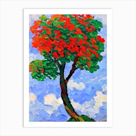 European Mountain Ash 2 tree Abstract Block Colour Art Print