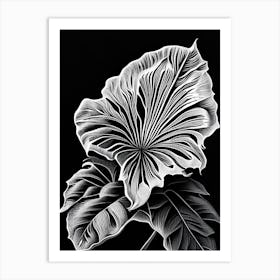 Hibiscus Leaf Linocut 1 Art Print