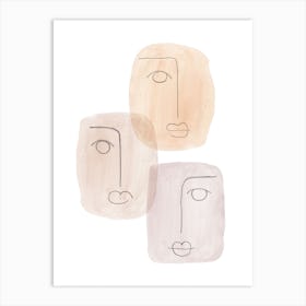 Boho watercolor Faces Art Print