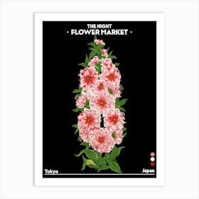 Flower Market Night Japan Tokyo Vintage Botanical Art Print