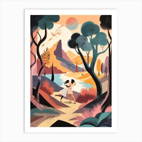 Boy And A Girl In The Forest Art Print