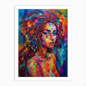 Gazing Girl - Botanical Colors Portrait Art Print