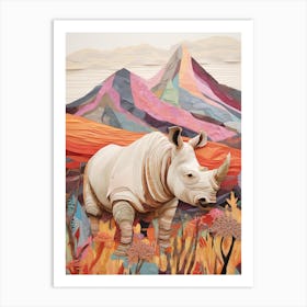 Colourful Rhino With Plants 5 Art Print