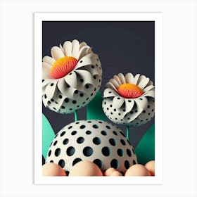 Polka 3d flowers 1 Art Print