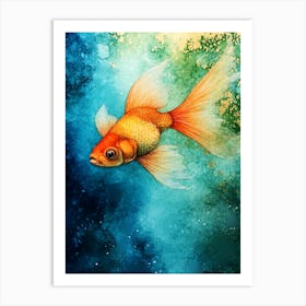 Goldfish Watercolor Painting Poster