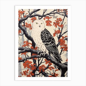 Art Nouveau Birds Poster Snowy Owl 2 Art Print