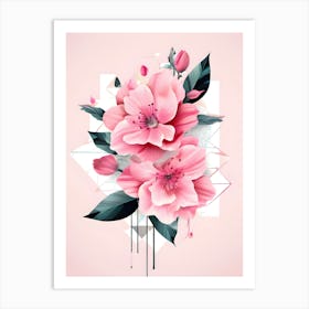 Pink Flowers On A Pink Background 3 Art Print