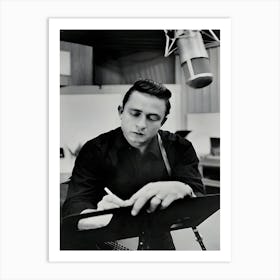 Johnny Cash Recording Portrait Art Print